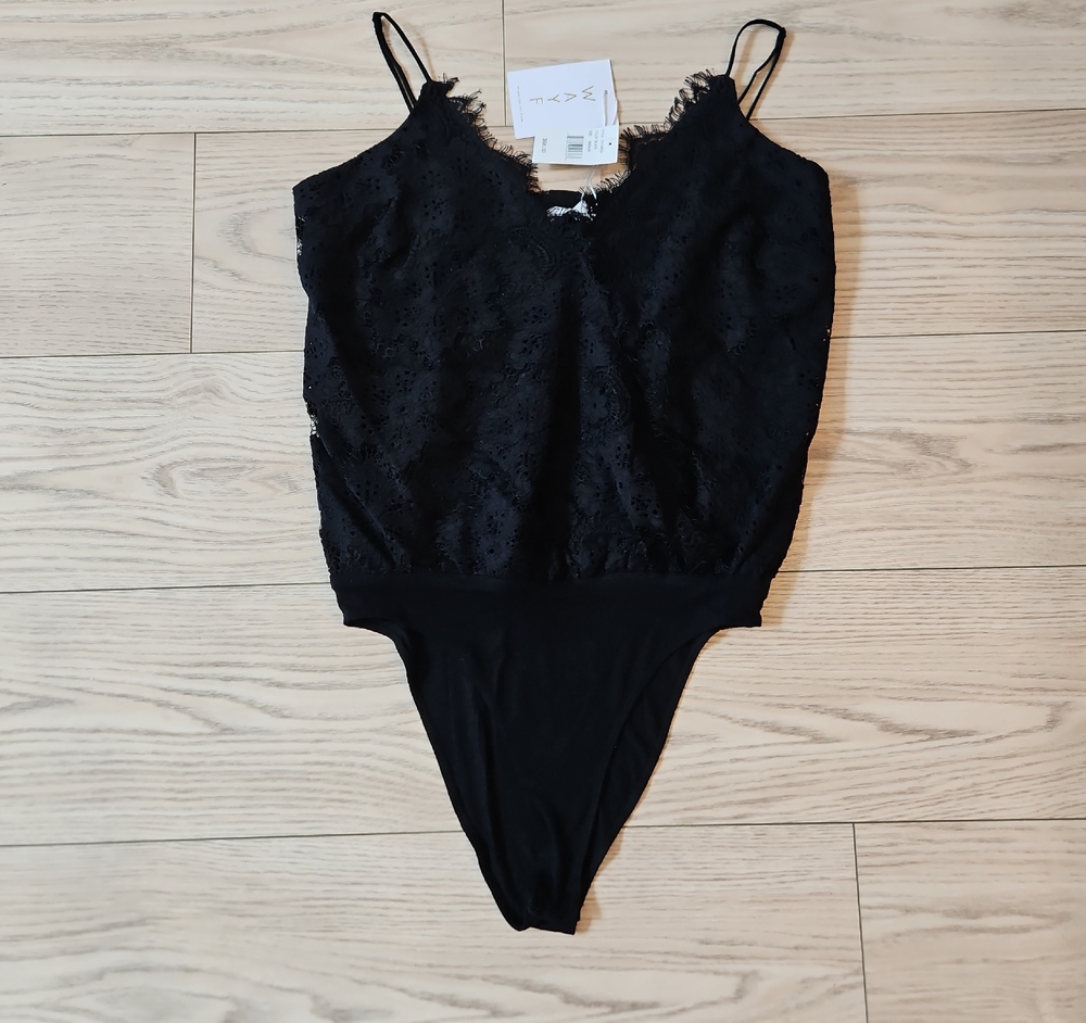 Wayf Black Lace Bodysuit